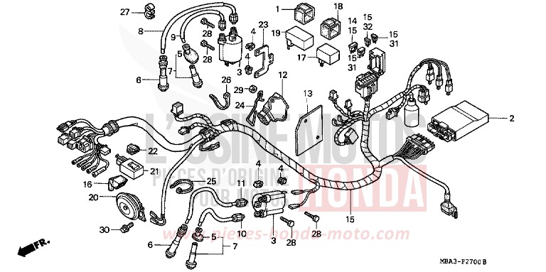 WIRE HARNESS for Shadow Aero LIGHT CUPPER METALLIC-S (YR118K) from 1999